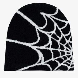 New Black and White Spiderweb Beanie